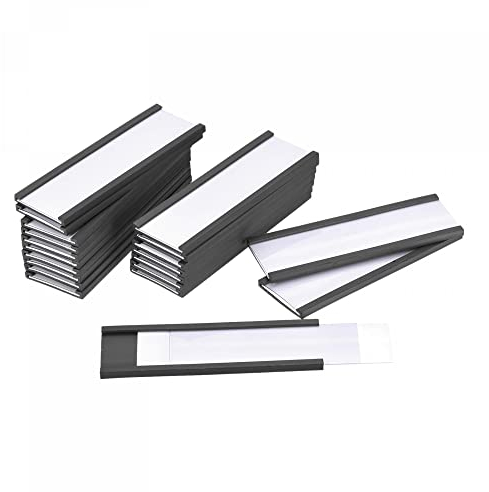sourcing map 30 Stück Etikettenhalter 3 x 1 C Kanal Gummi Magnetisch für Metallregale Büro Aktenschränke