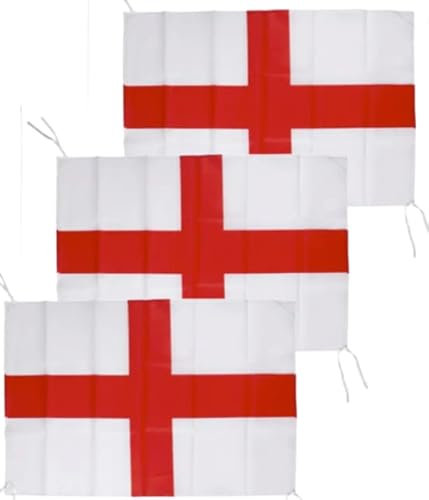 England Football Decorations X3 St George England Flags with String 76cm x 50cm