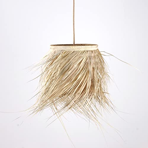 Bohome Living - Suspension Ronde en Paille à Franges, Suspension Luminaire Bohème Chic (40 x 40cm)