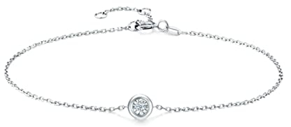 Armband Gold 18 Karat Damen, Armband Weißgold 750 mit Rund Diamant Armband 16+3CM