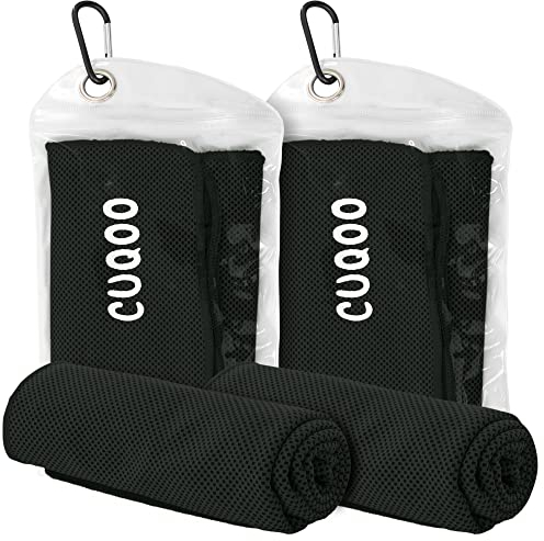 CUQOO Cooling Towels 2 Pack – 120x30cm Microfibre Chilly Towel for Gym, Yoga, Running & Sports | Ultra Soft, Breathable & Quick Dry Cool Cloth for Neck, Face & Workout