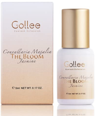 GOLLEE Colle Extension Cils Professionnel Colle Faux Cils Waterproof (0.17fl.oz/5ml)/1-2 secondes/Rétention 5-6 semaines/Senteurs florales/Uniquement pour les professionnels Adhésif pour cils Noir