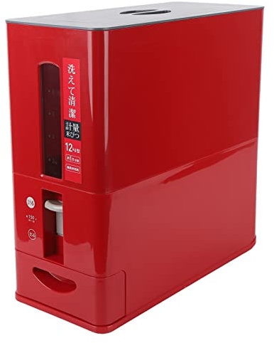 Household Cereal Dispenser Bucket, Large Grain Container Storage Transparency Automatic for Kitchen (Red)