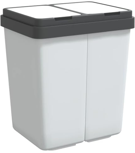 vidaXL Pattumiera doppia bianca 2x25 L
