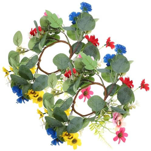 Gadpiparty 2stücke Kerzenkranz Mit Eukalyptusblättern Und Blumenmuster Für Tischdekoration Kleiner Grüner Kranz Als Dekorationselement Für Feiern Und Hochzeiten