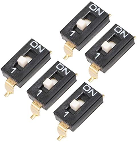 XYWHPGV 5 Stück Schwarzer DIP-Schalter 1 Positionen für Leiterplatten SMD-Typ(124b4 593c2 d3a42 34f1f ccb4e 84239