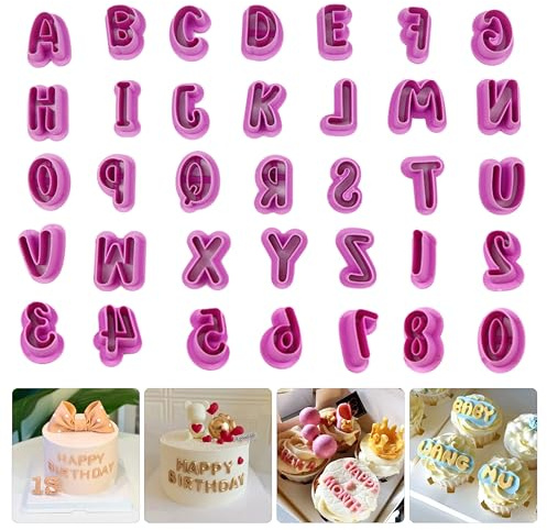 35 Pcs Letter And Number Cookie Cutters,Cake Pop Mold,Fondant Letter Cutters,Alphabet Number Shapes Clay Cutters For Polymer,Suitable Birthday, Christmas, New Year And Holiday Party Decorations