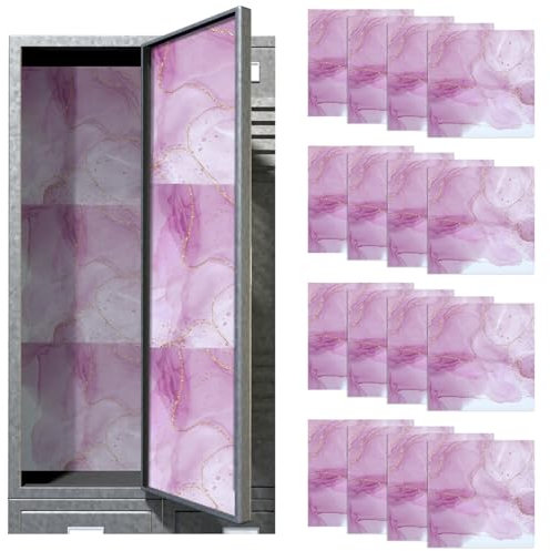 Magnetische Tapete für Schulspinde, 30,5 x 30,5 cm, zuschneidbar, Wandaufkleber, dekorativer Schulspinde, magnetische Tapete für Mädchen, rosa Marmor, 16 Stück