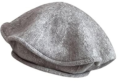 LVUNZJCA Baskenmütze für Damen Gestrickte Baskenmütze Herbstmütze Kleine graue Malermütze(Gray)
