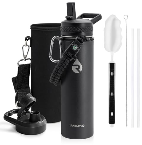 RAYMYLO Insulated Water Bottle 20 oz, Triple Wall Vacuum Stainless Steel (Cold for 24Hrs, Hot for 12Hrs), Leak Proof & Non-BPA, Kids Water Bottle Jug for School with Straw Spout Lids