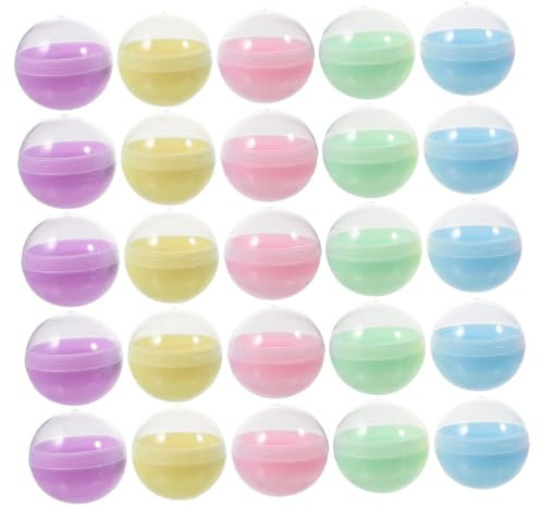 Warmhm 50pcs Macaron Shell Plastic Capsules Openable Refillable Balls for Gumball Vending Machine Diy Storage Toys for Party Favors and Wrapping