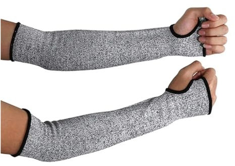 Gants de sécurité anti-coupure Résistant aux coupures niveau 5 H + P + P + E Construction Automobile verre travail bras manchon gant de sécurité Anti-crevaison bras Protection manchon(Gray-Thumb open,
