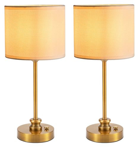 2 Pack Cordless Rechargeable Table Lamp with Dimmer, 5200mAh Battery Operated Lamp, Small Portable Touch Light for Living Dining Room Bedside Outdoor Patio Cocktail Ambient Light, Fabric Shade