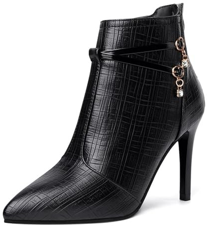 Agiyenna Donna Stivaletti Eleganti Unicolori Moda Casual Comodi Punta Affusolata Stivali Autunno Inverno Tacco Stiletto Con Cerniera Antiscivolo Resistente All'Usura Stivali Alla Caviglia