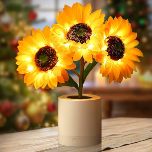 Girasole regalo per la mamma – Lampada notturna wireless a forma di fiore, regalo per la festa della mamma, regalo di compleanno per donne, decorazione per camera da letto, idee regalo per nonna