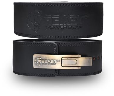 Beast Power Gear Hebelgürtel Gewichthebergürtel 10 mm 13 mm Leder Hebelgürtel Powerlifting - Gratis Gurt für Gewichtheben, Kreuzheben, Kniebeugen, Powergürtel - Herren & Damen (Schwarz/Schwarz, klein)