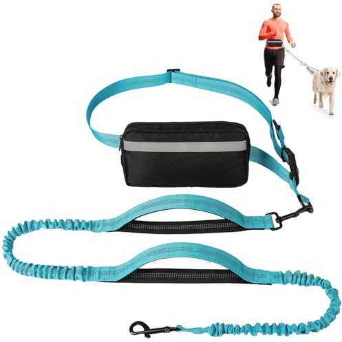 vsshe Guinzaglio per cani senza mano, Guinzaglio per Cani a Mani Libere, Regolabile cintura per cani, Elastico Retrattile con Maniglia di Imbottita e cuciture riflettenti, guinzaglios jogging, blu