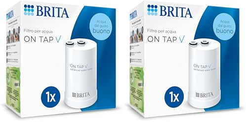BRITA pack de 1x filtre à eau ON TAP V (: 4 mois de filtration) - pour une eau filtrée au goût agréable instantanément, directement depuis votre robinet de cuisine. (Lot de 2)