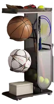 Estante de almacenamiento vertical para equipos deportivos para garaje, soporte vertical para balón de fútbol, voleibol, fútbol y baloncesto, solución de almacenamiento para garaje, gimnasio o sala de