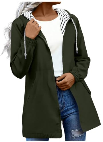 OVARA Womens Waterproof Jackets Lightweight Hooded Long Rain Coat Rain Jacket Ladies Functional Windbreaker Jacket Softshell Plus Size Breathable Outdoor Trench Coats