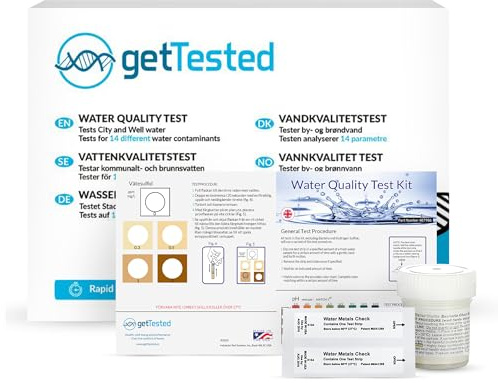 getTested Kit de test de qualité de l'eau à domicile – Identifiez la pureté de l'eau potable pour votre famille – Résultats rapides de 14 paramètres pour puits, ville, robinet, et plus encore – Facile