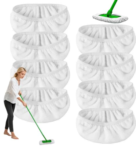 8 Pezzi Panni Riutilizzabili per Swiffer Sweeper Mop, 25,4 X 11,5 cm | Cuffietta In Microfibra per Swiffer, Secco/bagnato Panni Catturapolvere Lavabili per Pavimenti in Legno, Piastrelle, Marmo