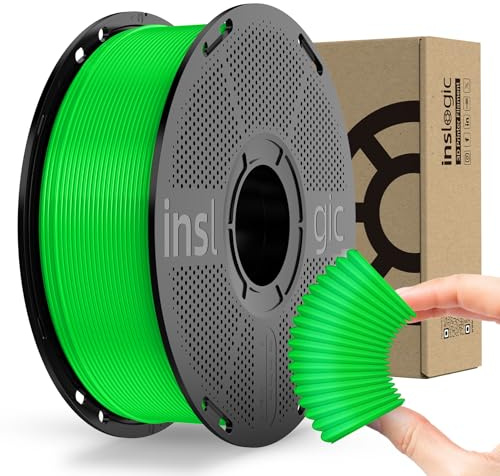 Inslogic TPU Filament 1.75mm, 3D Drucker Filament Flexibles 95A TPU Weiches Filament 1.75mm +/- 0,02 mm, langlebig und abriebfest, 1kg Spule Grün