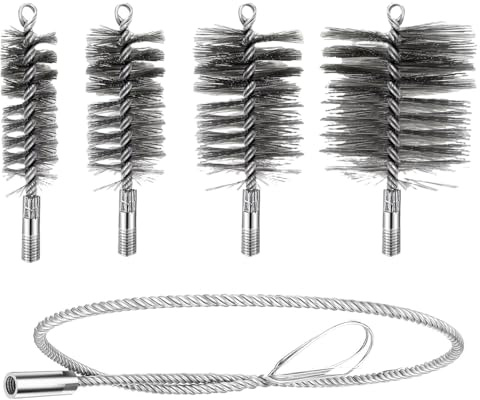 Weciau 5 Stück Ofenrohrbürste Set, Rohrreinigungsbürste 30/50/80/150 mm Kaminrohr Reinigungsbürste, Schornsteinbesen, Kaminbürste Kaminbesen für Schornstein Kamin Ofenrohr Rauchrohr Reinigung