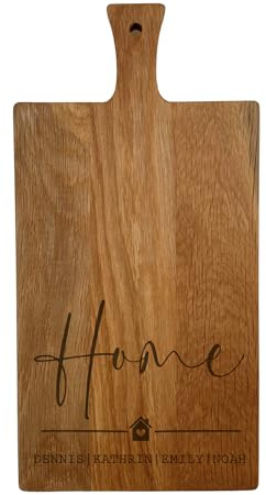 Einzugsgeschenk - Personalisierte Schneidebrett aus Eiche – Einweihungsgeschenk mit Gravur – Brett mit Namen und Datum – Geschenk für Paare – 40 × 20 × 2 cm - Schneidebrett zum Einzug