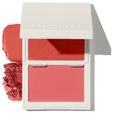 BEAUTY BAY Layer Up Blush Duo, Powder and Cream Formula, Dewy Finish, Grape Juice, Buildable Coverage, Vegan, Cruelty-free (Peachy Keen)