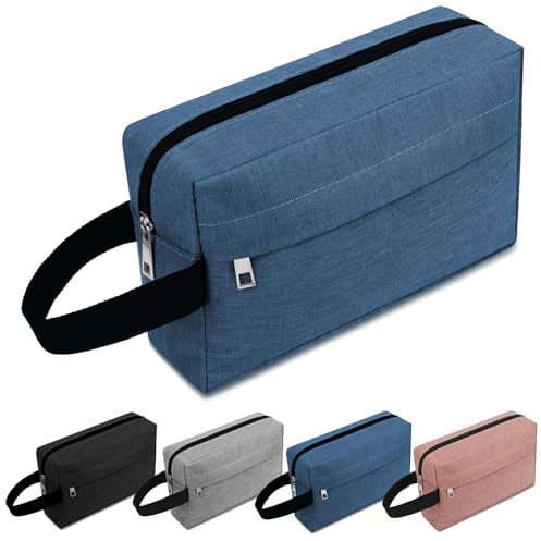 ALIIP Neceser Viaje Hombres, Bolsa de Aseo para Unisexo, Bolsas de Afeitado para Accesorios, Neceser de Maquillaje con 2 Compartimentos y Asa Reforzada para Negocio, Deporte o Vacaciones Azul Marino-B