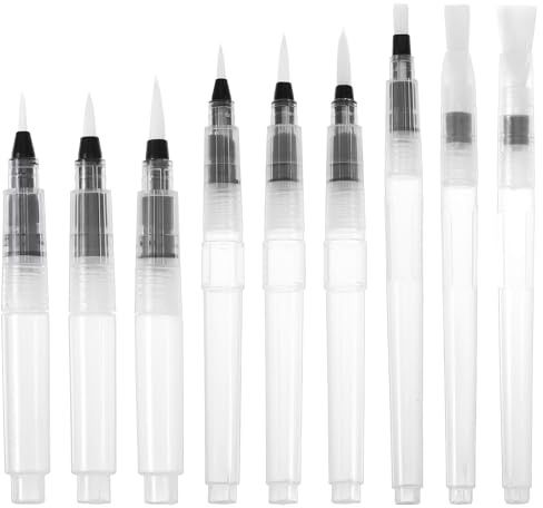 9pcs Watercolour Brushes, Ymapinc Refillable Water Pen Set, Leak-Proof Water Colour Pens for Adults, Fine Tip Watercolour Paint Set, Portable Travel Supplies for Artists & Beginners