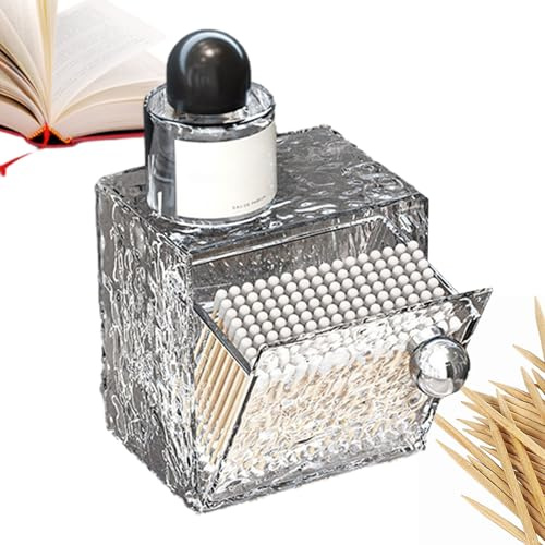 Generico Porta Bastoncini Cotonati - Astuccio Elegante con Apertura Angolata,Scatola da Parete Contenitore per Bastoncini Cotonati - per Bagno Camera da Trucchi e per Capelli