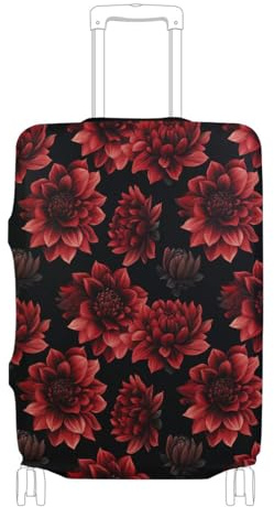 KLL Housse de protection élastique lavable pour bagages de 45,7 à 81,3 cm, Rouge Safaris Dahlia Noir, L 26-28 in