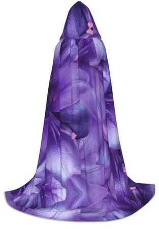 YQxwJL Cape d'Halloween longue unisexe avec capuche pour adolescent Motif fleurs de lys violettes