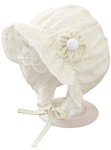 MNYXIS Infantil Bebé Niña Sombrero, Gorro Bebe Recien Nacido, Sombrero de Verano para Niños con Flores Lindas, Gorro de Protección de Orejas con Correa de Barbilla Ajustable, Gorrito Bebe Amarillo