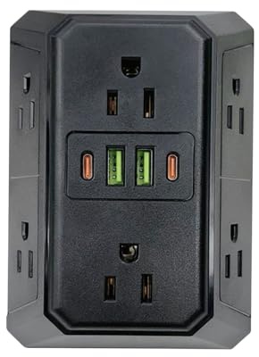 Presa di corrente con porte USB | Adattatore a 6 prese di corrente - Adattatore multipresa con porte USB, per uso in viaggio, camera da, scuola, hotel, viaggi d'affari e ricarica D