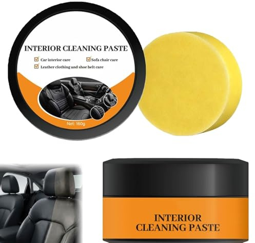Auto Innenraum Reinigungscreme, 160g Interior Cleaning Paste Auto, Multifunktionale Pflegepaste für Sitze, Autopflegepaste, Autos Innenraum Zubehör, Reinigt & pflegt Lederoberflächen
