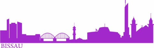 INDIGOS UG - Wandtattoo Wohnzimmer - Wandaufkleber Bissau (Guinea - Bissau) 120x34 cm - Flieder e528 Skyline Stadt - Aufkleber Kinderzimmer Schlafzimmer Küche Badezimmer Büro Dekoration