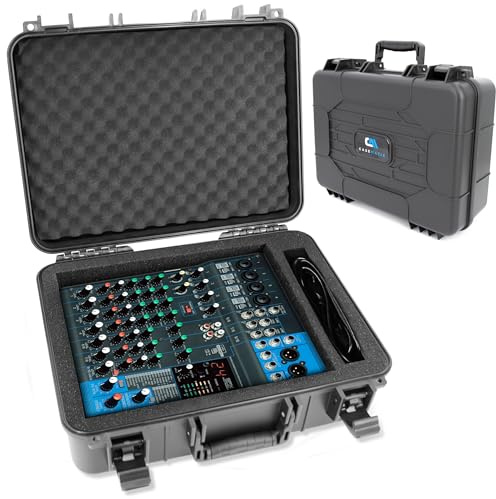 CASEMATIX DJ Mixer Case Compatible with Yamaha MG10XU, MG10, MG06 – Hard Shell Audio Mixer Carrying Case with Customizable Pre-Diced Foam Interior and Cable Storage