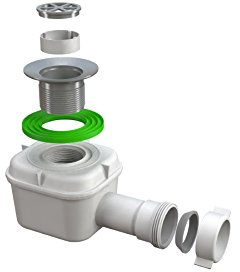 Bonomini 5490CR80B0 Pozzetto Sifoide per Doccia, Bianco/Cromato