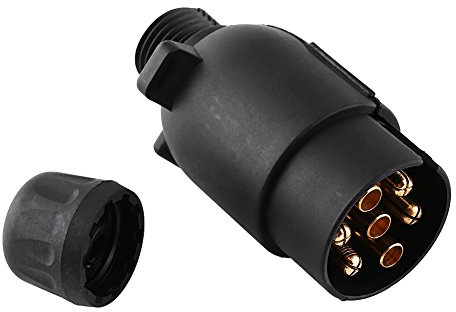 Keensso 12 V 7 Pin Stecker N-Typ Kunststoff Runde 7-polig Kabel Stecker Wetterfest Stecker Adapter Anhänger Endverbinder Schwarz für Anhänger Sattelanhänger Caravans