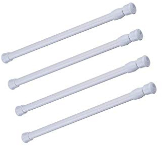 4 Stück Spannstangen, 55,6–80,9 cm, verstellbare Federstahl-Schrankstangen, Spannvorhangstange, Duschstange, ausziehbare Breite (weiß)