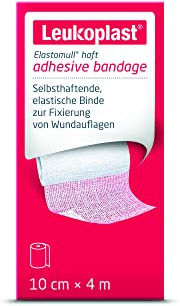 Elastomull® haft von Leukoplast®, elastische Fixierbinde mit Anti-Rutsch-Effekt, 10 cm x 4 m, 1 Rolle, fixiert Kompressen/Schienen an häufig bewegten Körperteilen