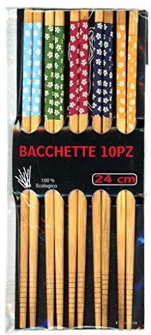Bacchette Bastoncini Colorati Sushi Cinesi Giapponesi in Bambu Set 10 Pezzi 5 Colori