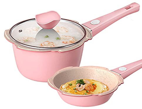 Antihaft-Bratpfanne Schmiedeeisen mit Glasdeckel Kochtopf Kind Baby Milchtopf Induktionsherd für Gasherd