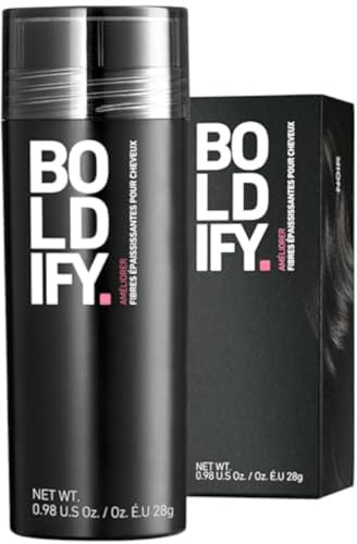 BOLDIFY - Fibras capilares, ocultan completamente la pérdida del cabello, 100% fibras de algodón no detectables, bote gigante de 56 g, engrosamiento instantáneo del cabello (Negro)