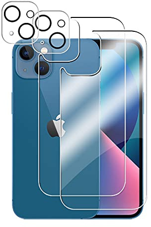 Wookfiss Rückseite Schutzfolie(2) + Kamera Schutzfolie(2) für iphone 13 Panzerfolie, Hinten Schutzfolie 9H Vollabdeckung Zurück Film Anti-Kratzen Displayschutzfolie Klar Rückseite Folie für iphone 13 | Wookfiss Rückseite Displayschutz (2) + Kameraschutz(2), HD Panzer Schutz Glas Folie, [Anti-Kratzen] Panzerfolie