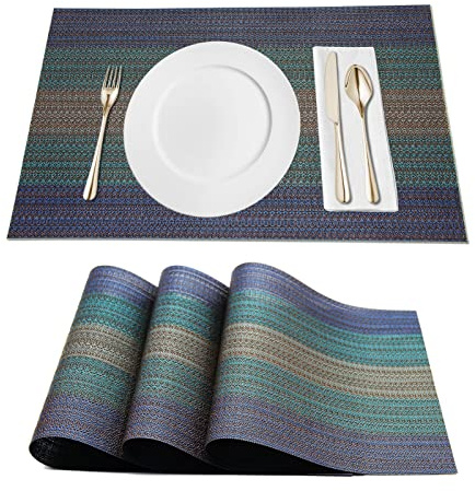 Cresitch Manteles Individuales, Manteles Individuales Lavables Antideslizantes, Mantel Individual plastico, Manteles Individuales Antimanchas (Set of 4, Navy Blue)