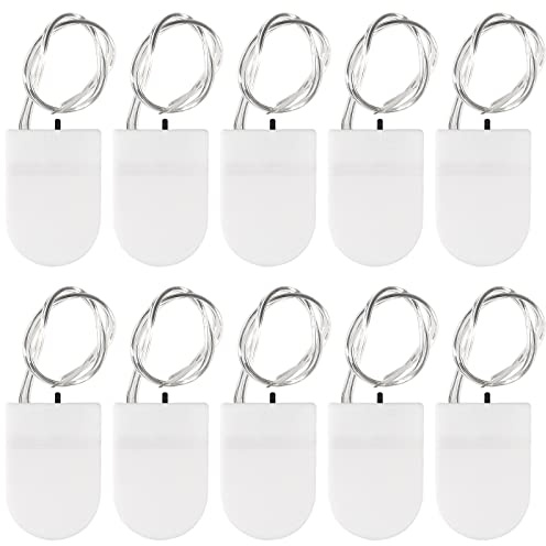 AEDIKO CR2032 Battery Holder, 1 x 3V Button Cell Battery Holder with Wire, On/Off Switch (White) (Pack of 10)